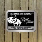 waarschuwingsbord Bull terrier mat zwart zilver, Dieren en Toebehoren, Honden-accessoires, Ophalen of Verzenden