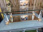 Glazen Salontafel met Gouden Details, Huis en Inrichting, Tafels | Salontafels, Ophalen
