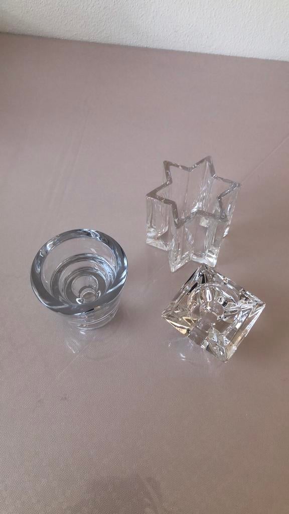 3 x waxine kaarsenhouder. Loodkristal 24%., Ophalen of Verzenden, Zo goed als nieuw, Overige materialen, Minder dan 25 cm