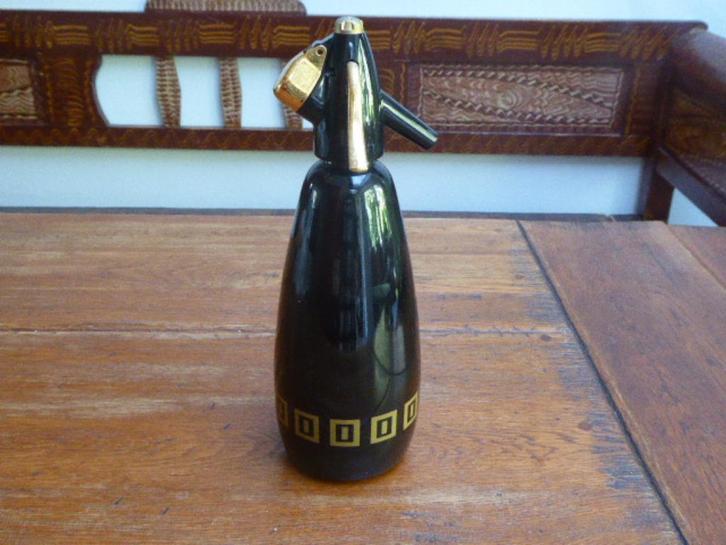 Vintage BOC zwart-gouden soda siphon, soda sifon, Antiek en Kunst, Antiek | Woonaccessoires, Ophalen of Verzenden