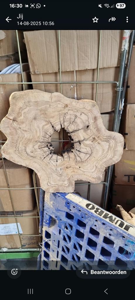 Olijfhout Plank - Diameter 55cm, Dikte 5cm, Ophalen of Verzenden, Gebruikt