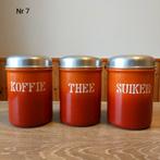 EMAILLE GEVLAMDE/TERRACOTTA BUSSENSET VAN BK., Antiek en Kunst, Antiek | Emaille, Ophalen of Verzenden