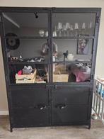 Industriële vitrine kast, Huis en Inrichting, Ophalen, Met deur(en), Industriële kast, 50 tot 100 cm
