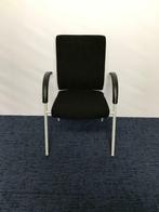 6 x Dauphin vergaderstoel zwarte stof aluminium 4-poot, Huis en Inrichting, Stoelen, Ophalen, Gebruikt, Zwart, Stof