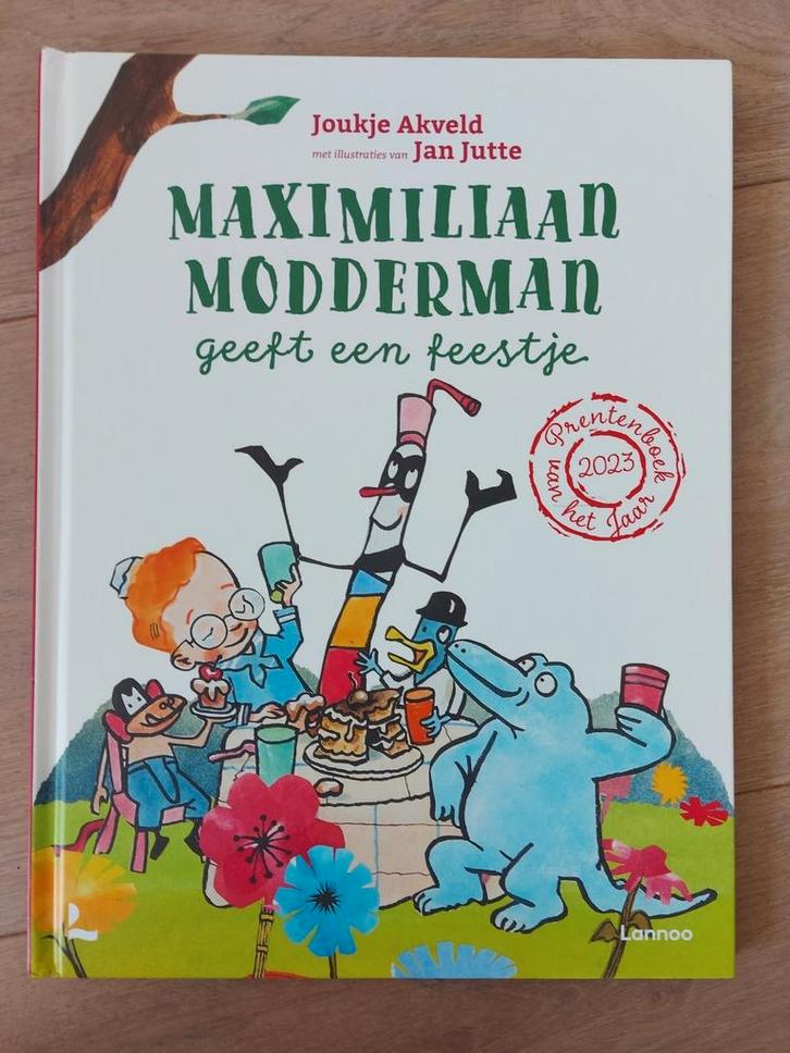 Joukje Akveld - Maximiliaan Modderman geeft een feestje, Boeken, Prentenboeken en Plaatjesalbums, Zo goed als nieuw, Ophalen of Verzenden