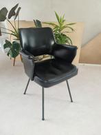 Leren vintage jaren 60 stoel, Huis en Inrichting, Stoelen, Ophalen, Gebruikt, Zwart, Leer