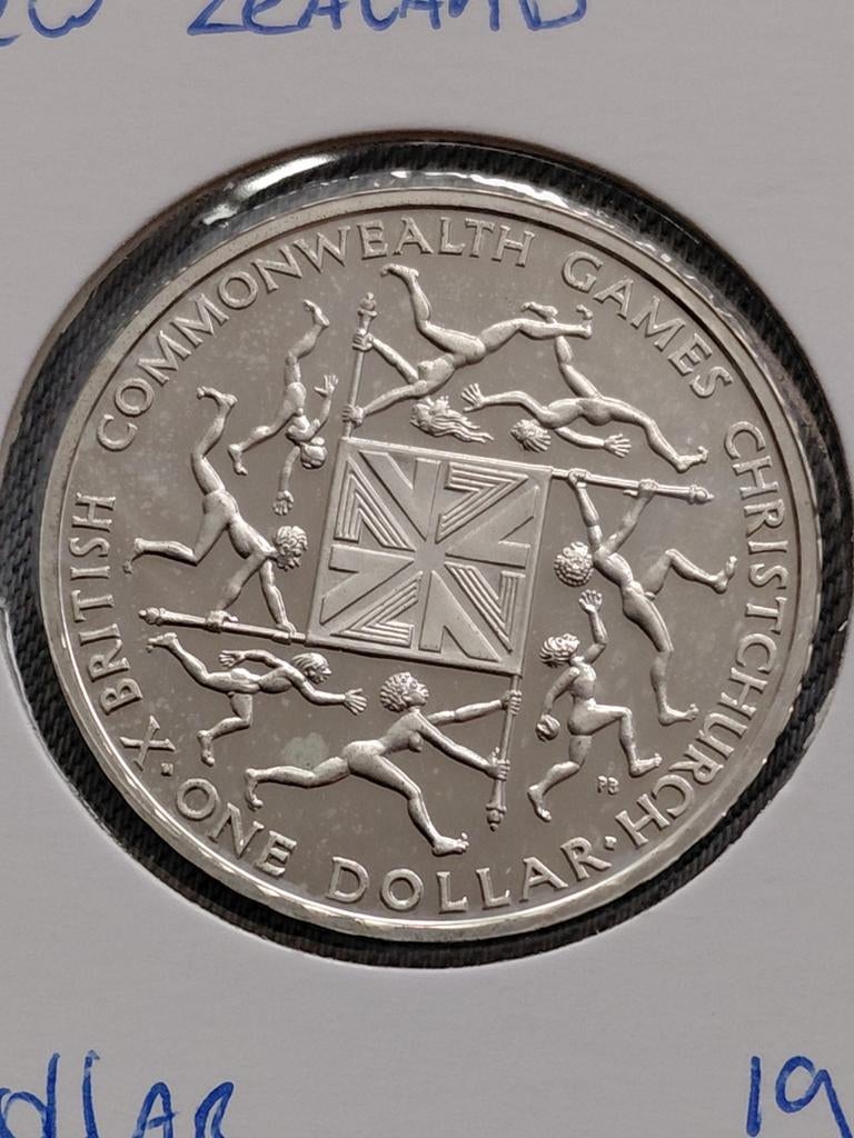 Nieuw-Zeeland 1 Dollar 1974 Commonwealth Games - Zilver, Postzegels en Munten, Verzenden, Losse munt, Zilver