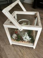 Groot windlicht hout en glas, Ophalen, Gebruikt, Hout, 25 tot 50 cm