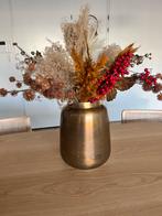 Gouden vaas (met decoratie), Huis en Inrichting, Woonaccessoires | Kunstplanten en Kunstbloemen, Ophalen, Zo goed als nieuw, Binnen