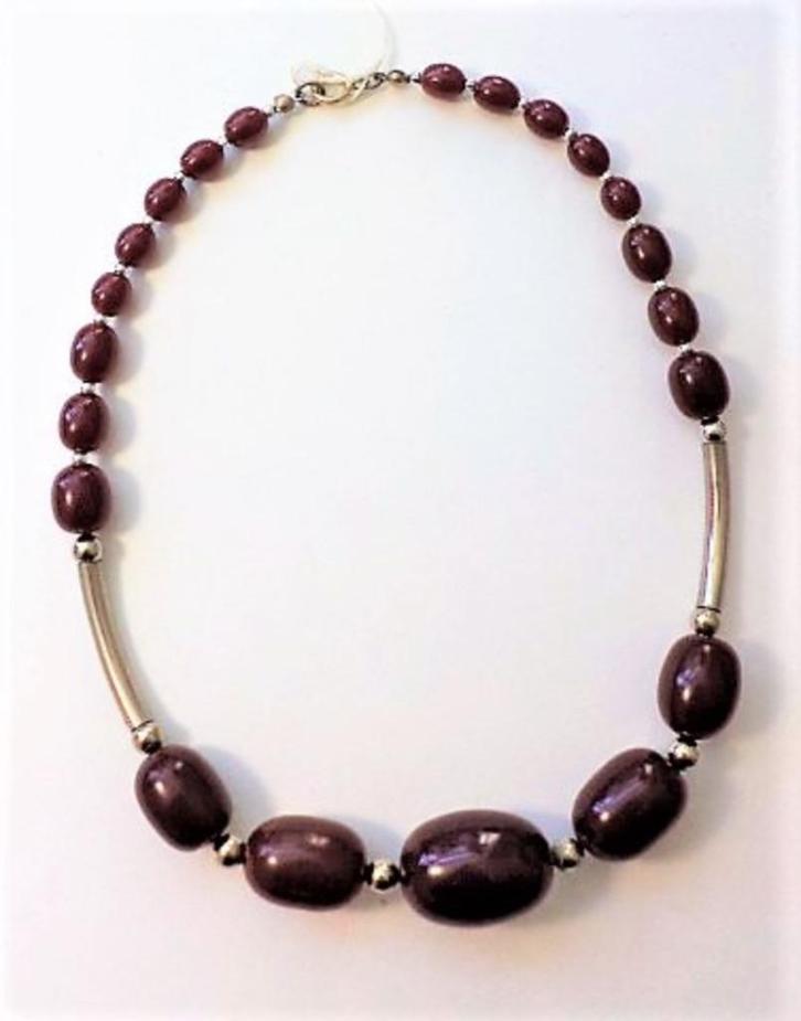 Art deco ketting van Jakob Bengel roodbruin galaliet (5613-2, Sieraden, Tassen en Uiterlijk, Kettingen, Zo goed als nieuw, Overige materialen