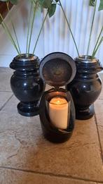 bloemen vazen met kaarslicht vaas, Huis en Inrichting, Woonaccessoires | Vazen, Ophalen, Steen, Zwart, Zo goed als nieuw