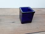 Blauw glazen potje voor bijvoorbeeld als vaasje of, Ophalen, Gebruikt, Blauw, Overige materialen