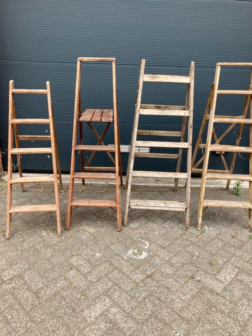 Mooie oude houten trapjes ,nu 35 euro per stuk, Doe-het-zelf en Verbouw, Ladders en Trappen, Gebruikt, 2 tot 4 meter, Ophalen