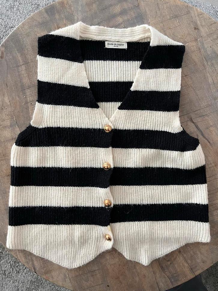 Gestreept Vest van Drôle de Copine, Kleding | Dames, Truien en Vesten, Zo goed als nieuw, Maat 38/40 (M), Zwart, Ophalen