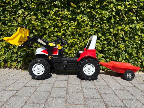 tractr Steyr met frontlader en kar, Kinderen en Baby's, Speelgoed | Buiten | Voertuigen en Loopfietsen, Zo goed als nieuw, Trapvoertuig
