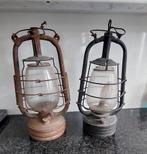 Oude Franse Stormlantaarns - Set van 2, Antiek en Kunst, Antiek | Lampen, Ophalen of Verzenden