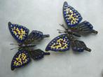 2x ijzeren vlinder mozaiek/glas steen zw/geel/blauw  zgan, Ophalen of Verzenden, Zo goed als nieuw