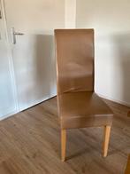 4 leren eetkamerstoelen, Huis en Inrichting, Stoelen, Ophalen, Gebruikt, Bruin, Leer