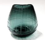 Schitterende Modernistische Vaas Grijsgroen Kristal, Antiek en Kunst, Antiek | Glas en Kristal, Verzenden