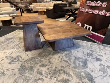 Salontafel 2-Delig Bruin Mango 50%Korting Direct/Leverbaar beschikbaar voor biedingen