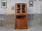 Deens Design Hoek Vitrine Kast | Hoge Teak Vitrinekast 2, Gebruikt, Glas, 150 tot 200 cm, 50 tot 75 cm