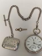 Antiek zilver zakhorloge ketting vestace sleuteltje, Antiek en Kunst, Antiek | Goud en Zilver, Ophalen of Verzenden, Zilver