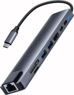 USB-C Hub, 8 in 1 (HDMI, Ethernet), Telefoon, Ophalen of Verzenden, USB-hub, Zo goed als nieuw