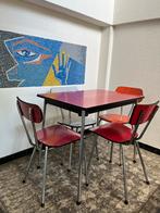 Vintage Eetkamerset Jaren 60 Formica Tafel + 4 Stoelen, Ophalen, Kunststof, Gebruikt, Vierkant