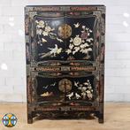 Vintage Chinese lakkast vogels bloemen (speksteen) bohemian, Ophalen of Verzenden