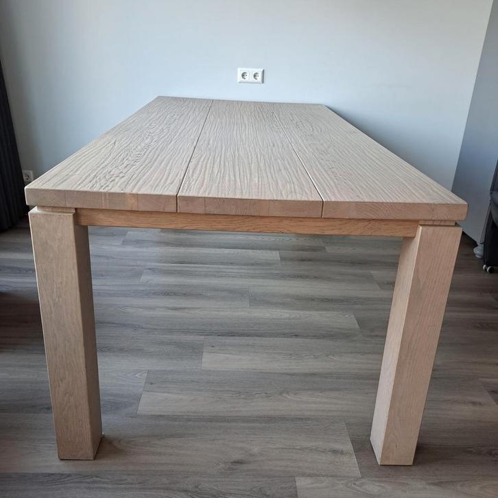 Massief Eiken Eettafel + Salontafel, Huis en Inrichting, Tafels | Eettafels, Gebruikt, 100 tot 150 cm, 200 cm of meer, Vijf personen of meer