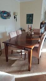 Kersenhouten Eettafel met Lades & Inlegmotief, Huis en Inrichting, Gebruikt, 200 cm of meer, Rechthoekig, 50 tot 100 cm