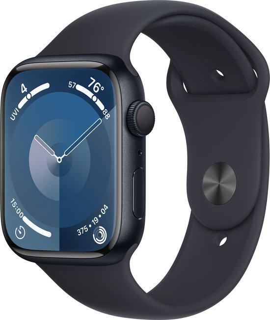 AppleWatchSeries 9 45mm–Midnight Aluminium–Zo goed als nieuw, Sieraden, Tassen en Uiterlijk, Smartwatches, Zo goed als nieuw, iOS