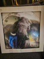 Glas Schilderij Olifant Zwart Wit, 50 tot 75 cm, Nieuw, Ophalen of Verzenden, Schilderij