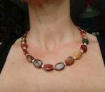 Nieuwe zelfgemaakte ketting met picasso jasper stenen, Sieraden, Tassen en Uiterlijk, Kettingen, Overige kleuren, Nieuw, Ophalen of Verzenden