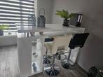 Huisbar/tafel met vier lederen barkrukken, Huis en Inrichting, Ophalen, Zo goed als nieuw, Inclusief barstoelen