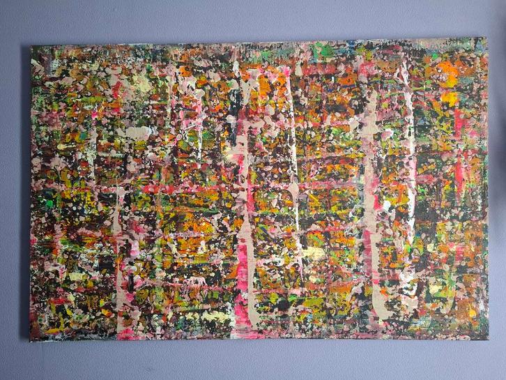 Kleurrijk Abstract Schilderij, Antiek en Kunst, Kunst | Schilderijen | Abstract, Ophalen of Verzenden