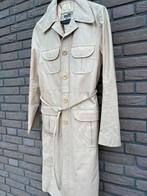 Vintage Leren Trenchcoat Beige Maat 38, Ophalen of Verzenden, Dames