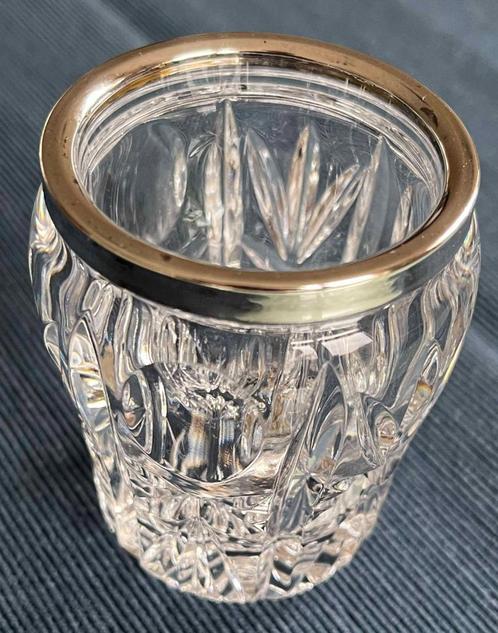 Kristallen cocktailprikkerhouder met verzilverde rand, Antiek en Kunst, Antiek | Glas en Kristal, Ophalen of Verzenden