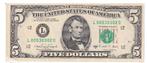USA 5 dollar 1988 serie L (UNC), Verzenden, Noord-Amerika, Los biljet