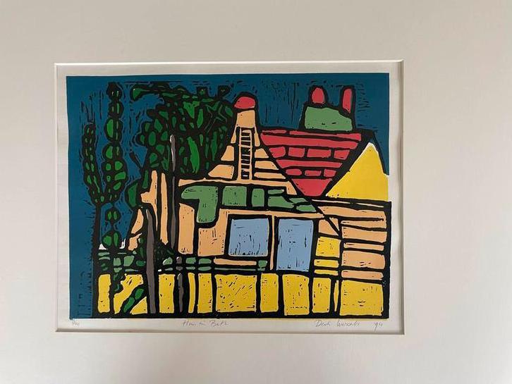 Derk Wessels - Huis in Bath - Lino #1/40, Antiek en Kunst, Kunst | Etsen en Gravures, Ophalen of Verzenden