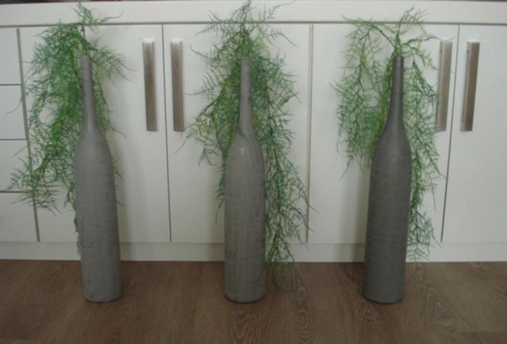 Set 3 handgemaakte 60 cm stoere hoge fles vazen industrieel, Huis en Inrichting, Woonaccessoires | Vazen, Nieuw, Overige kleuren