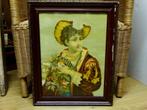 oud antiek brocant schilderij man of vrouw met fruit, Ophalen
