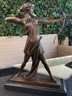 bronzen godin v jacht met boog, Ophalen of Verzenden
