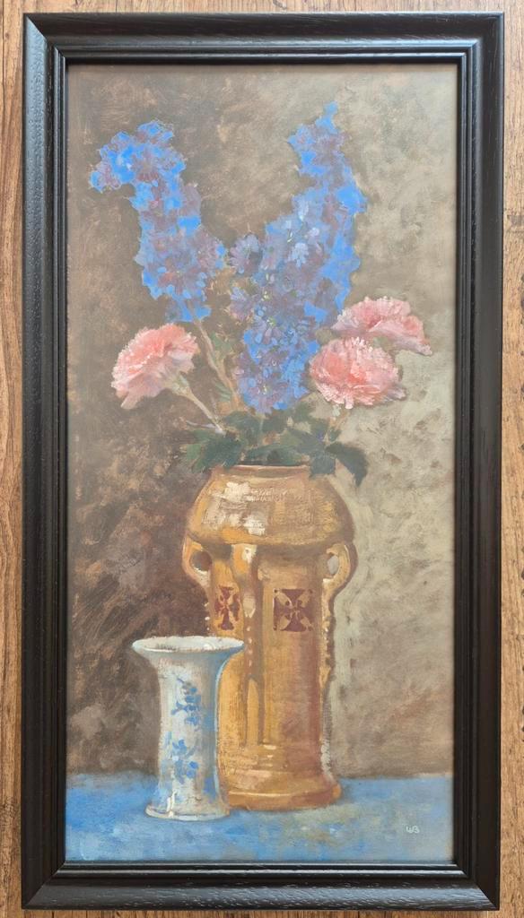 Stilleven in Tempera techniek W. Brouwer (1877-1933)?, Antiek en Kunst, Kunst | Schilderijen | Klassiek, Ophalen of Verzenden