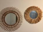 Rotan & Raffia Spiegel Set, Huis en Inrichting, Ophalen, Minder dan 50 cm, Rond, Zo goed als nieuw