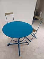 Tuintafeltje met stoeltjes (blauw), Ophalen, Gebruikt, Rond, Metaal