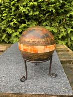 Antieke houten bal met messing en bot, Ophalen of Verzenden