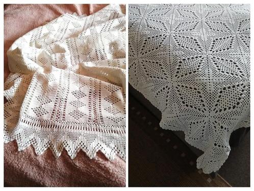 Sprei wit gehaakt 190 x 200 cm en 240 x 220 cm brocante, Antiek en Kunst, Curiosa en Brocante, Ophalen of Verzenden