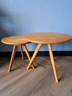 2 mooie eiken bijzettafels diameter 50 en 40 cm, Huis en Inrichting, Ophalen, Minder dan 45 cm, Minder dan 55 cm, Rond
