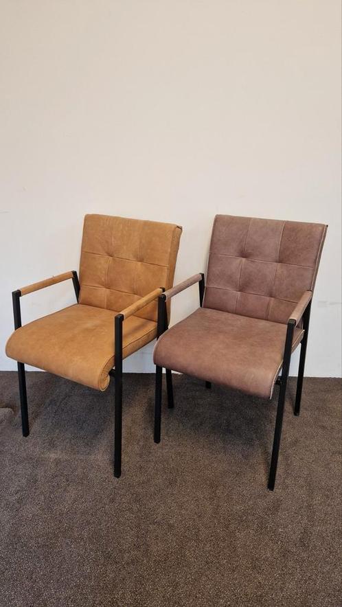 Set van 5 armstoelen bruin, Huis en Inrichting, Stoelen, Nieuw, Vijf, Zes of meer stoelen, Leer, Bruin, Ophalen